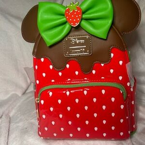 🍓 Loungefly Disney Strawberry Chocolate Drip Scented Mini Backpack – NWT 🍓
